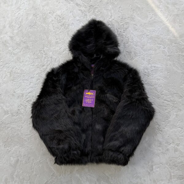 Corteiz Hooded Fur Jacket Black