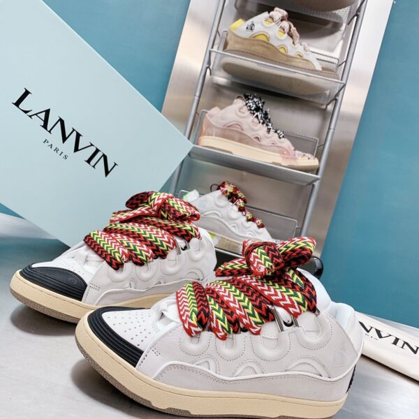 Lanvin Curb Leather Sneakers gris 8 Lanvin Curb White Leather Sneaker