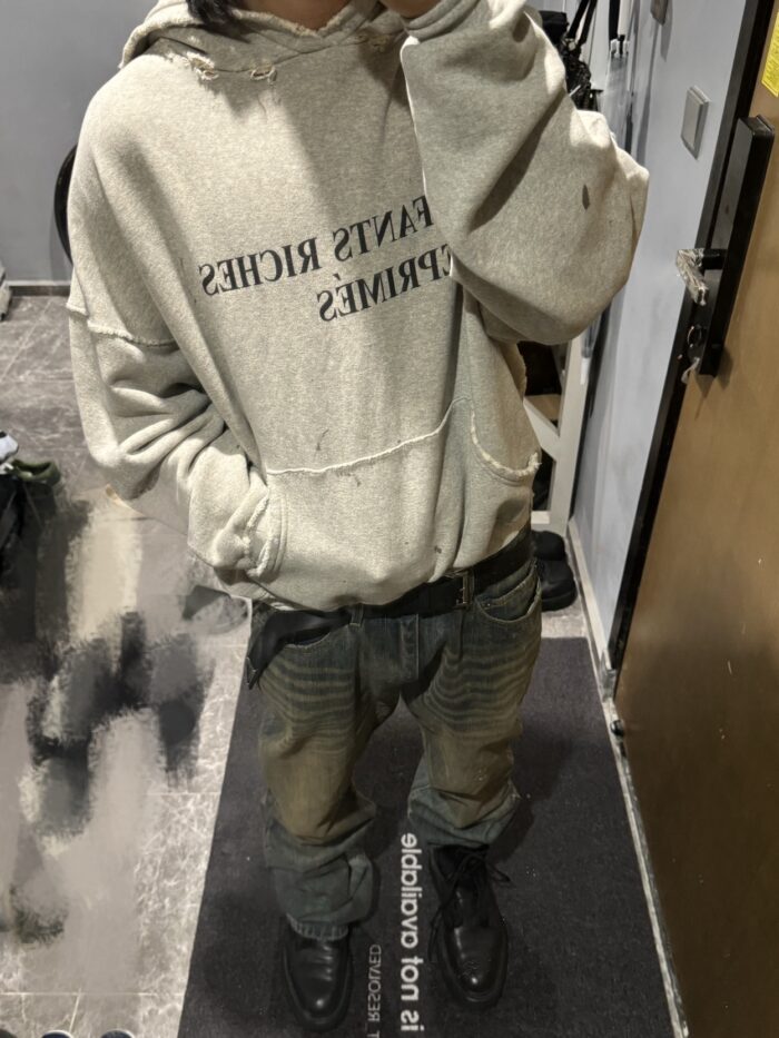 ERD Letter Print Hoodie Gris