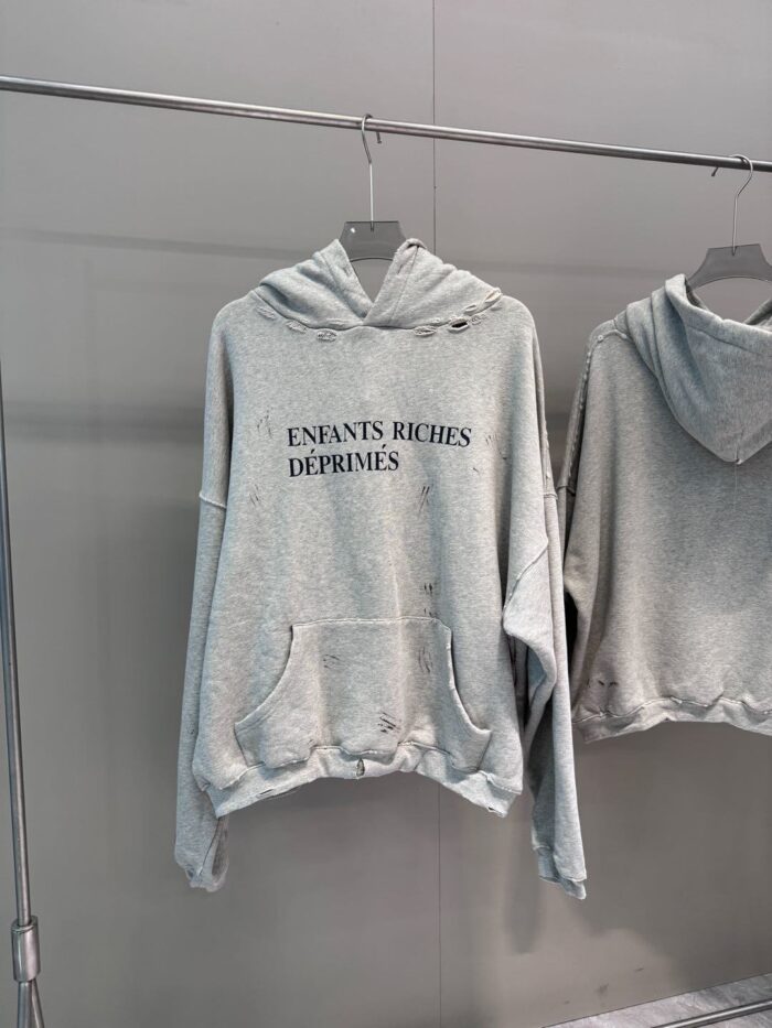 ERD Letter Print Hoodie Gris