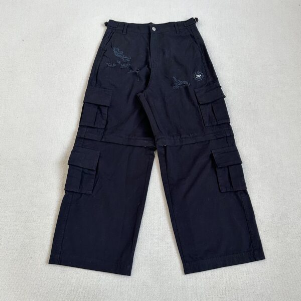 Broken Planet Cargo Pant Washed Distressed 'Black'