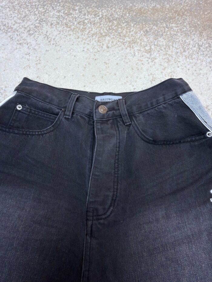 Balenciaga Ribbed Detail Denim Shorts