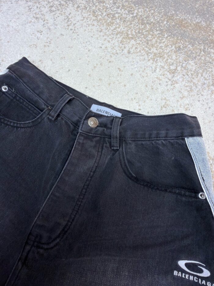 Balenciaga Ribbed Detail Denim Shorts