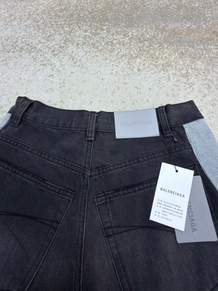 Balenciaga Ribbed Detail Denim Shorts