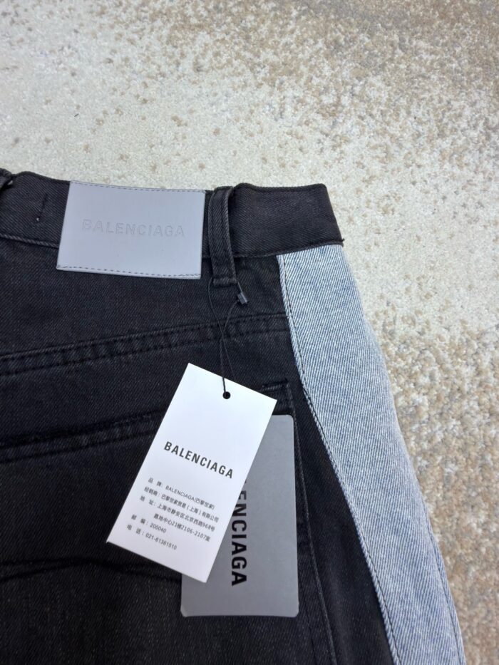 Balenciaga Ribbed Detail Denim Shorts