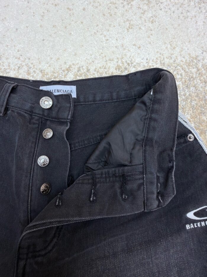 Balenciaga Ribbed Detail Denim Shorts