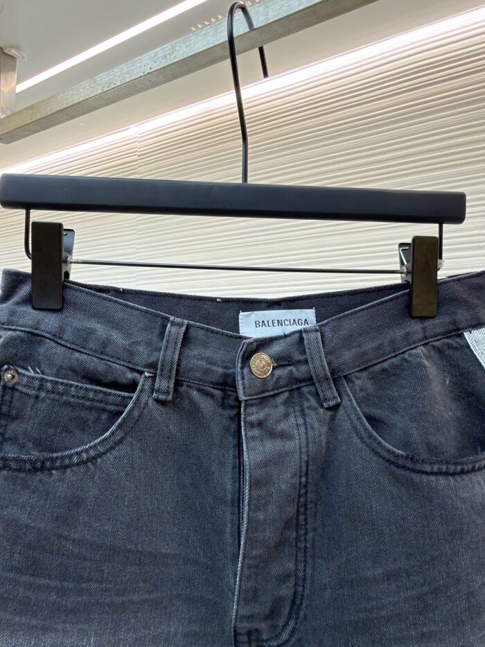 Balenciaga Ribbed Detail Denim Shorts