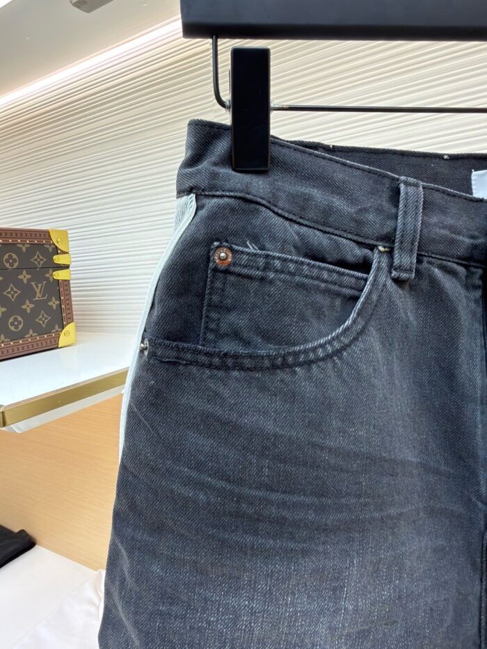 Balenciaga Ribbed Detail Denim Shorts