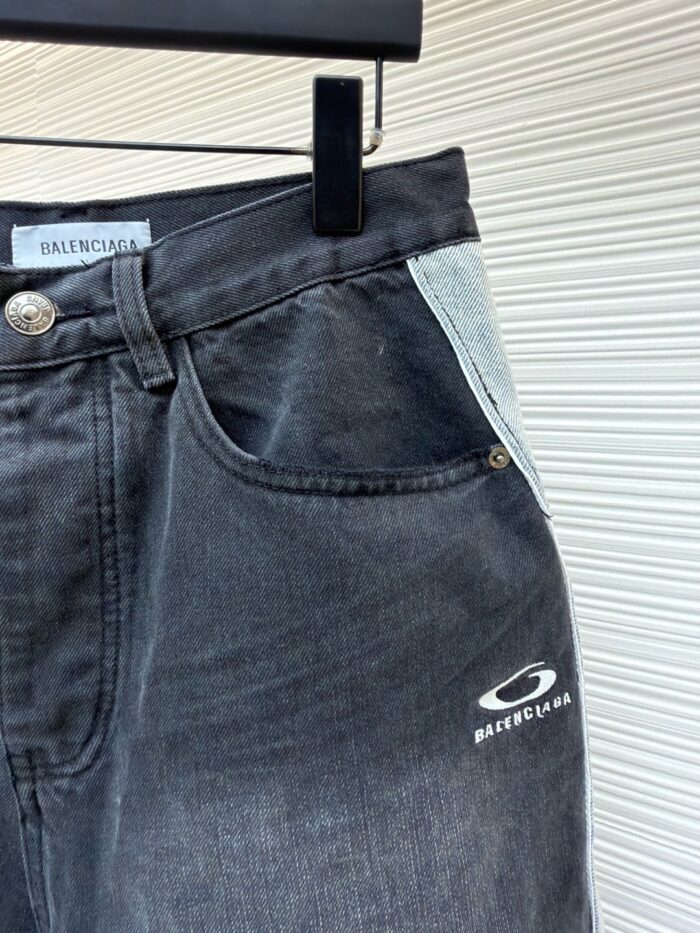 Balenciaga Ribbed Detail Denim Shorts