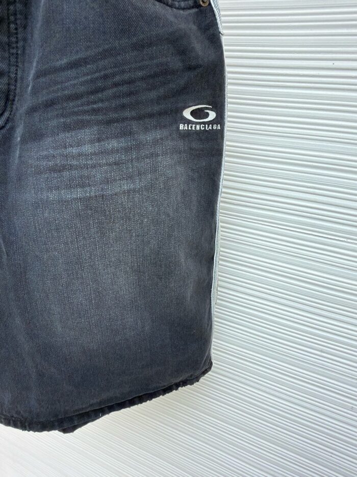 Balenciaga Ribbed Detail Denim Shorts