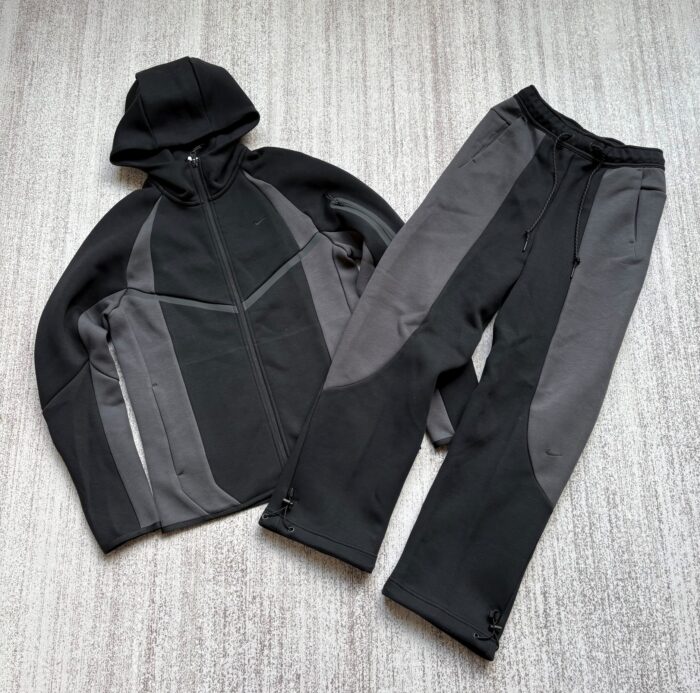 Nike Tech Fleece Hoodie & Joggers Set 'Black/Grey'