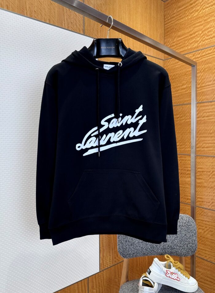 Saint Laurent Box Logo Hoodie 'Black'