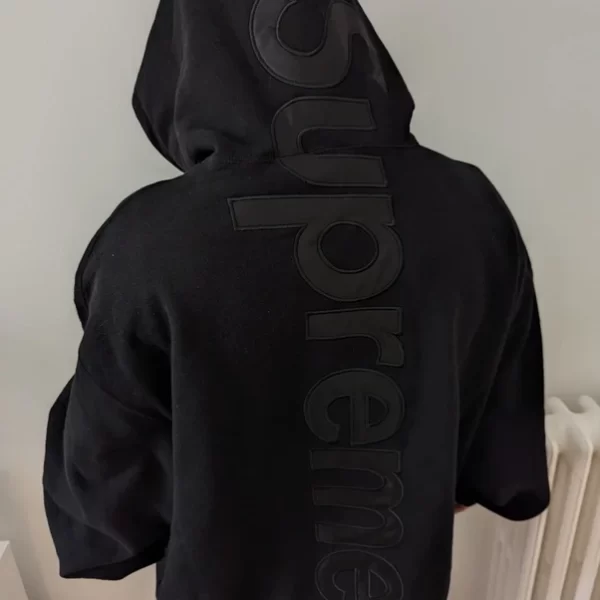 Supreme Satin Applique Hooded Sweatshirt Black 5 Supreme Satin Applique Hooded Sweatshirt 'Black'