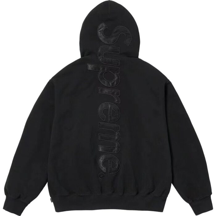 Supreme Satin Applique Hooded Sweatshirt 'Black'