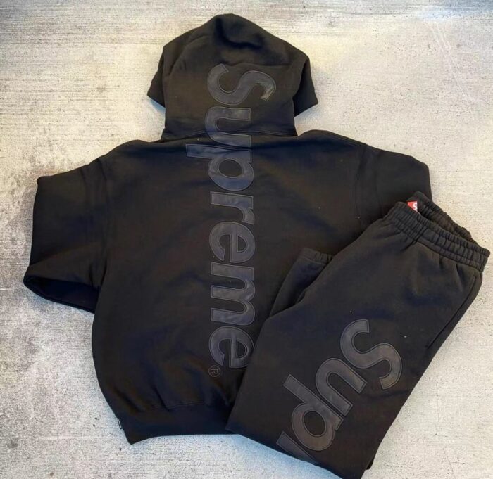 Supreme Satin Applique Hooded Sweatshirt 'Black'