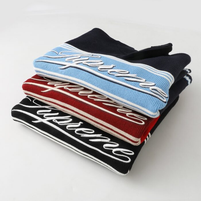 Supreme Script Stripe Half Zip Sweaters