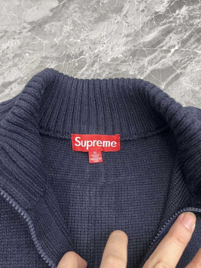 Supreme Script Stripe Half Zip Sweaters