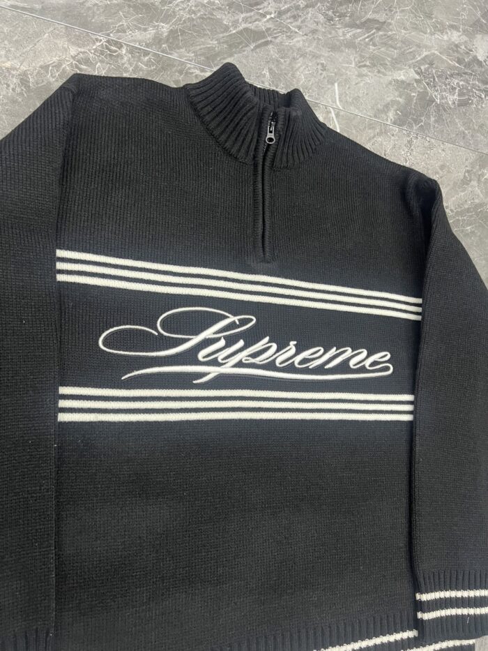 Supreme Script Stripe Half Zip Sweaters
