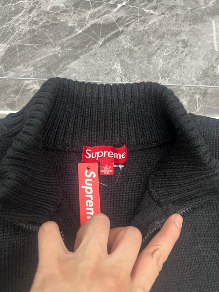 Supreme Script Stripe Half Zip Sweaters