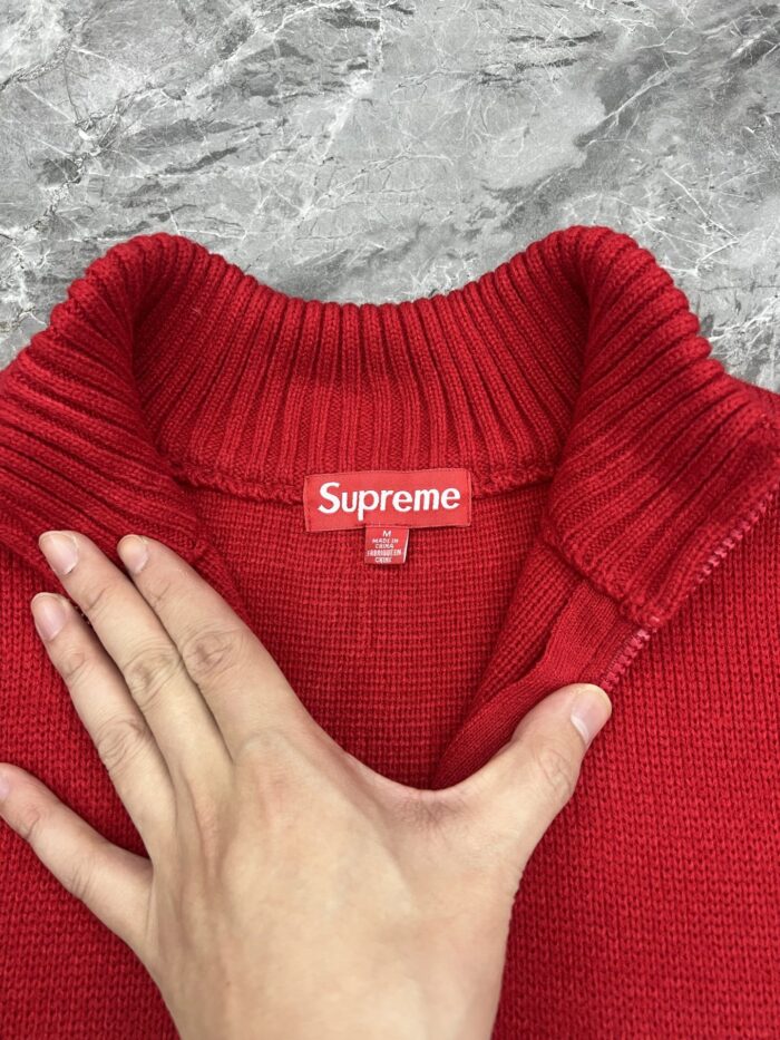 Supreme Script Stripe Half Zip Sweaters